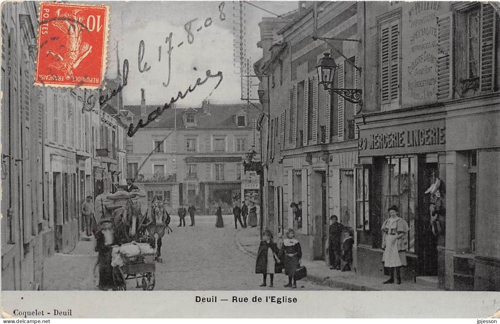VAL D'OISE  95 DEUIL LA BARRE - DEUIL - RUE DE L'EGLISE - COMMERCE, "MERCERIE - LINGERIE" - Deuil La Barre