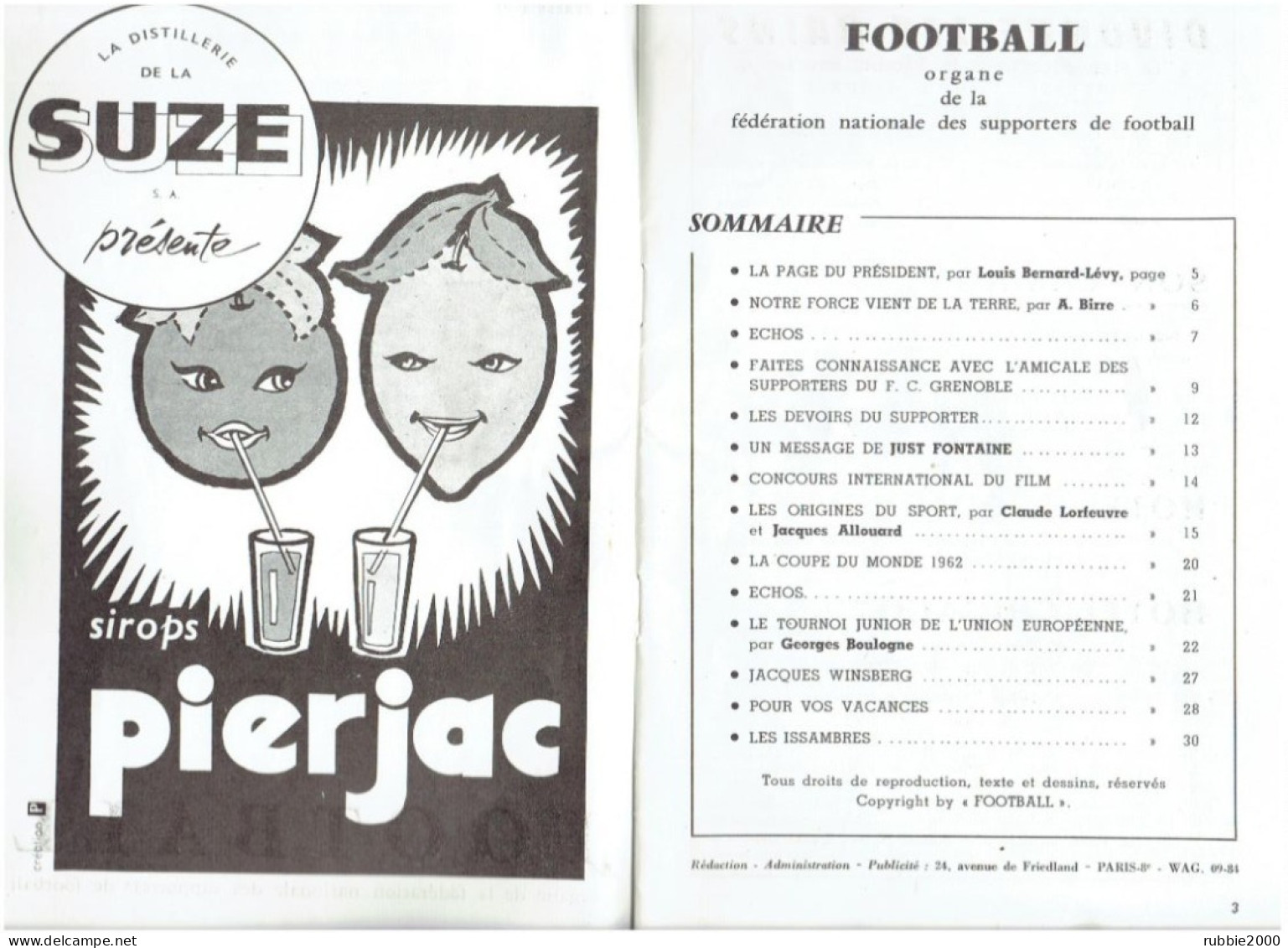 FOOTBALL MAI JUIN 1961 ORGANE DE LA FEDERATION NATIONALE DES SUPPORTERS DE FOOTBALL - Bücher