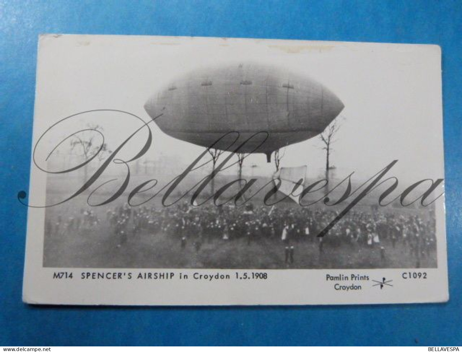 M714 SPENCER'S Airship In Croydon 1-05-1908  Pamlin Prints C1092 - Globos