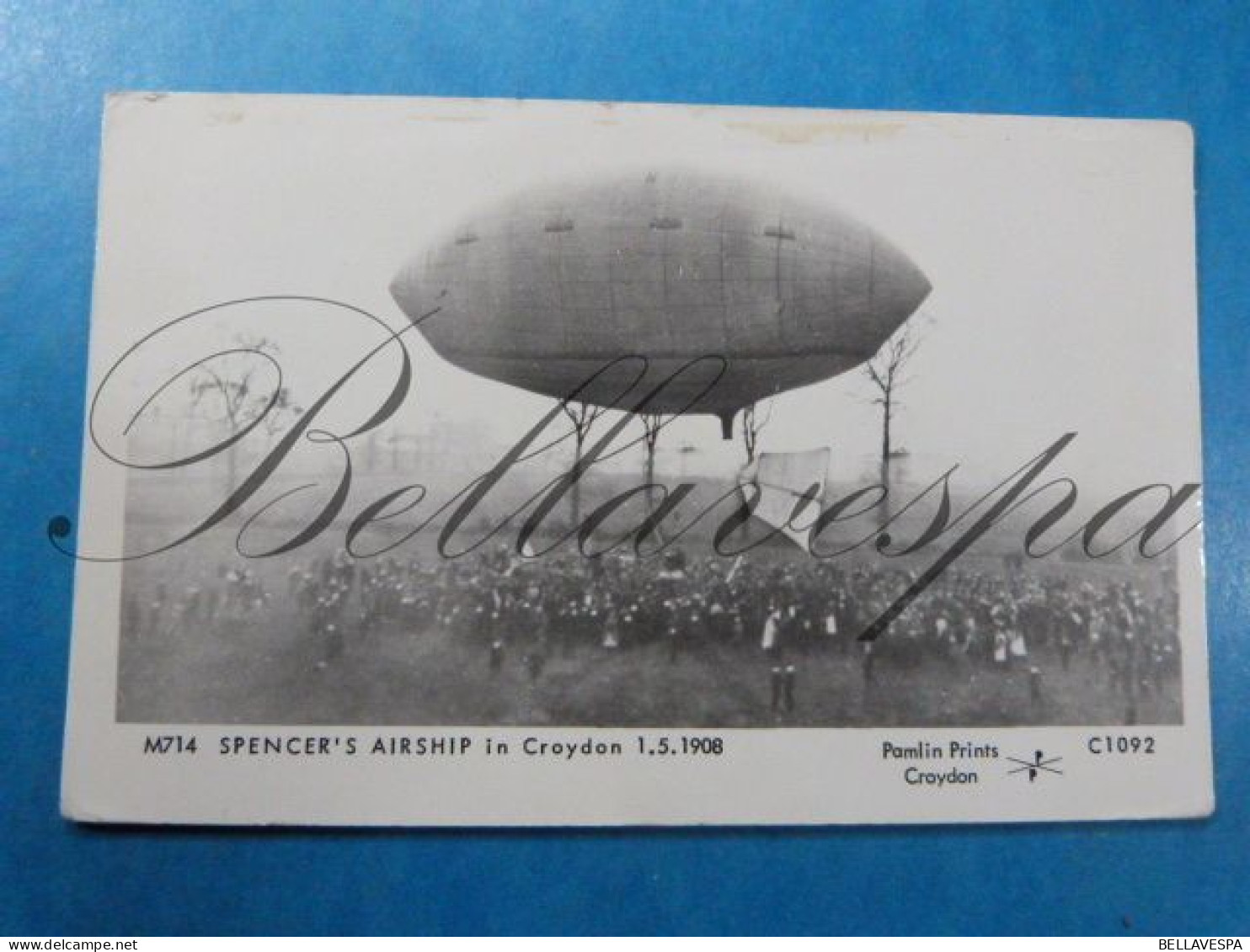 M714 SPENCER'S Airship In Croydon 1-05-1908  Pamlin Prints C1092 - Luchtballon