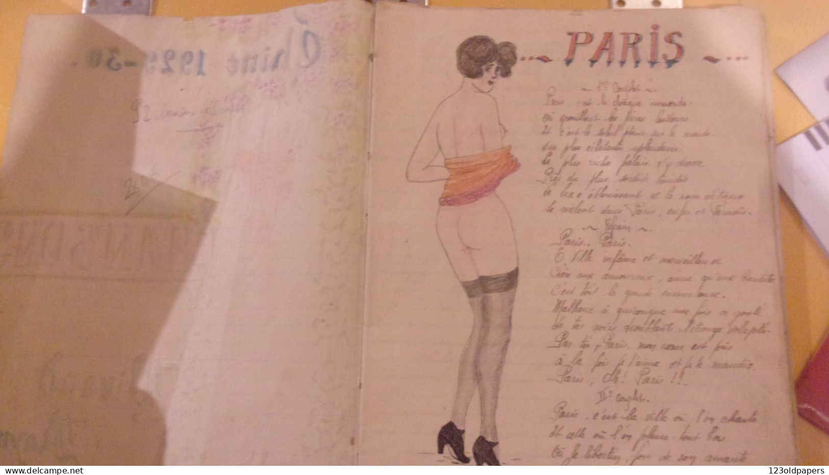 MILITAIRE ARSENAL DE TIEN TSIN Tianjin  CHANSONS CURIOSA EROTIQUE DESSINS FEMME NUE ET AUTRES 中国 Zhōngguó CHINA  CHINA - Manuscritos