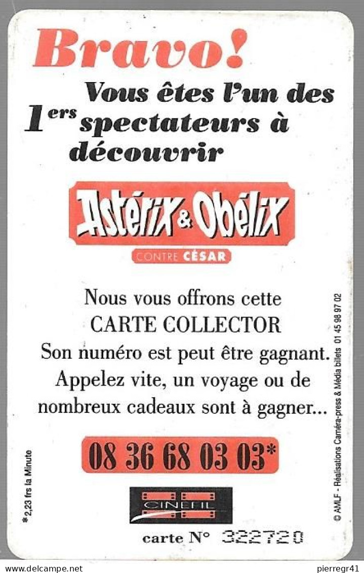 2-CARTES- COLLECTEUR-JEU-CINEMA-CINEFIL-ASTERIX-TB E - Kinokarten