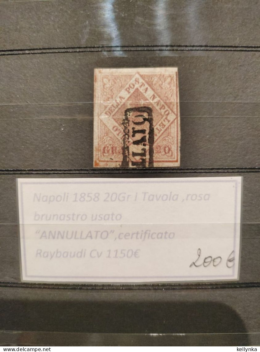 Napoli - Sassone - 12 - 20gr - Tavola Rosa Brunastro - 1858 - Annullato - Signed - Napoli