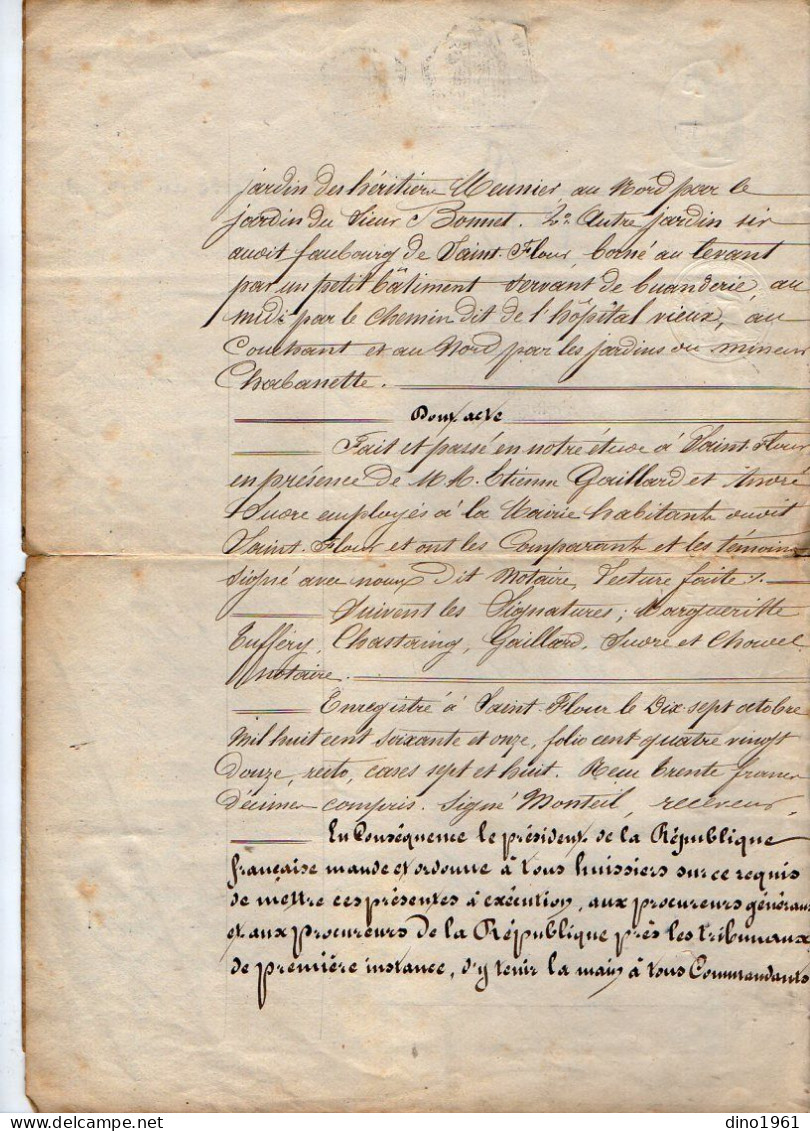 VP22.680 - SAINT - FLOUR ( Cantal ) - Acte De 1871 - Obligation Par Melle Marguerite TUFFERY à M. Etienne CHASTAING - Manuscripts