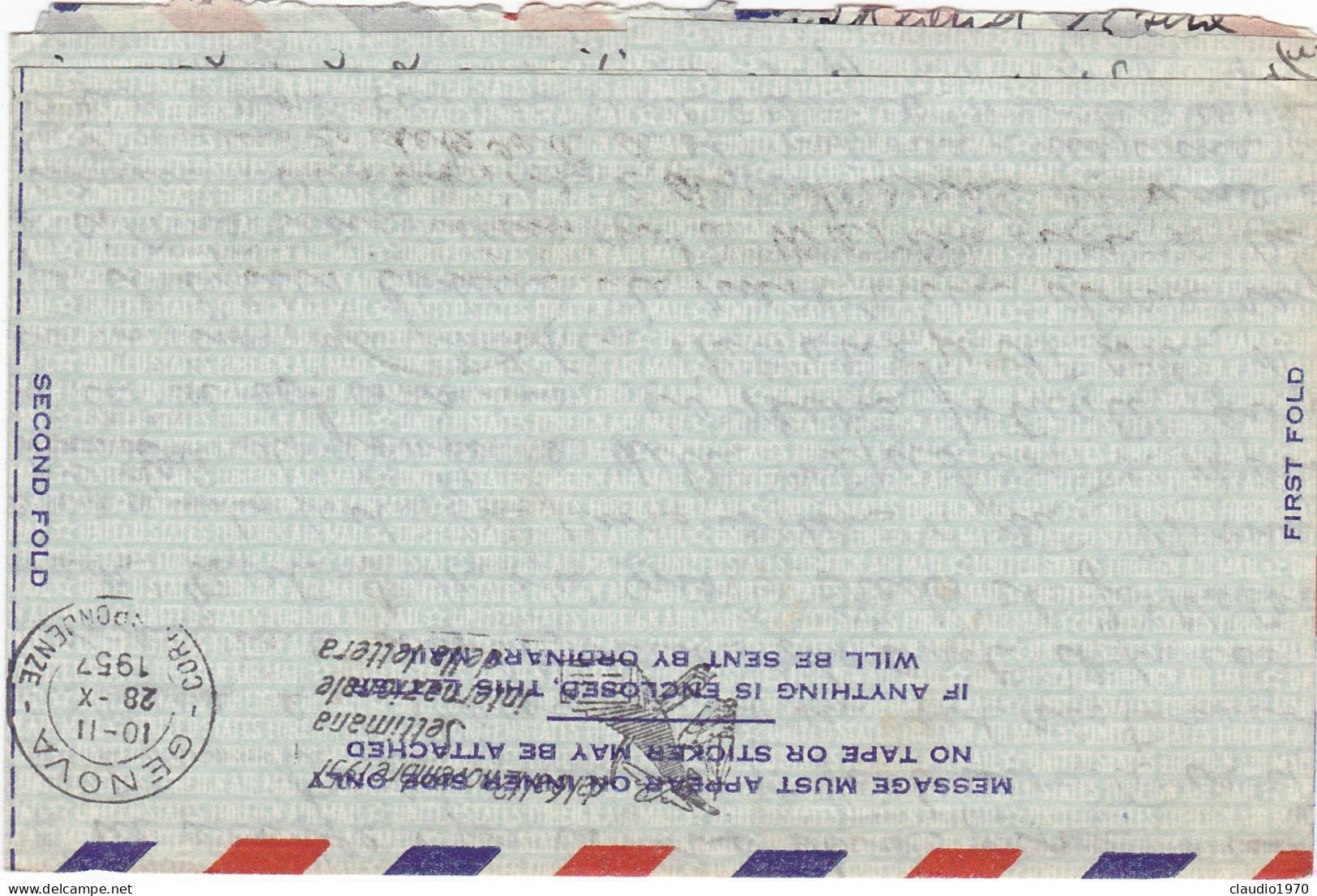 STATI UNITI - USA - OAKLAND (CALIFORNIA) - AIR LETTER V.G PER GENOVA - ITALIA - 1957 - 1941-60