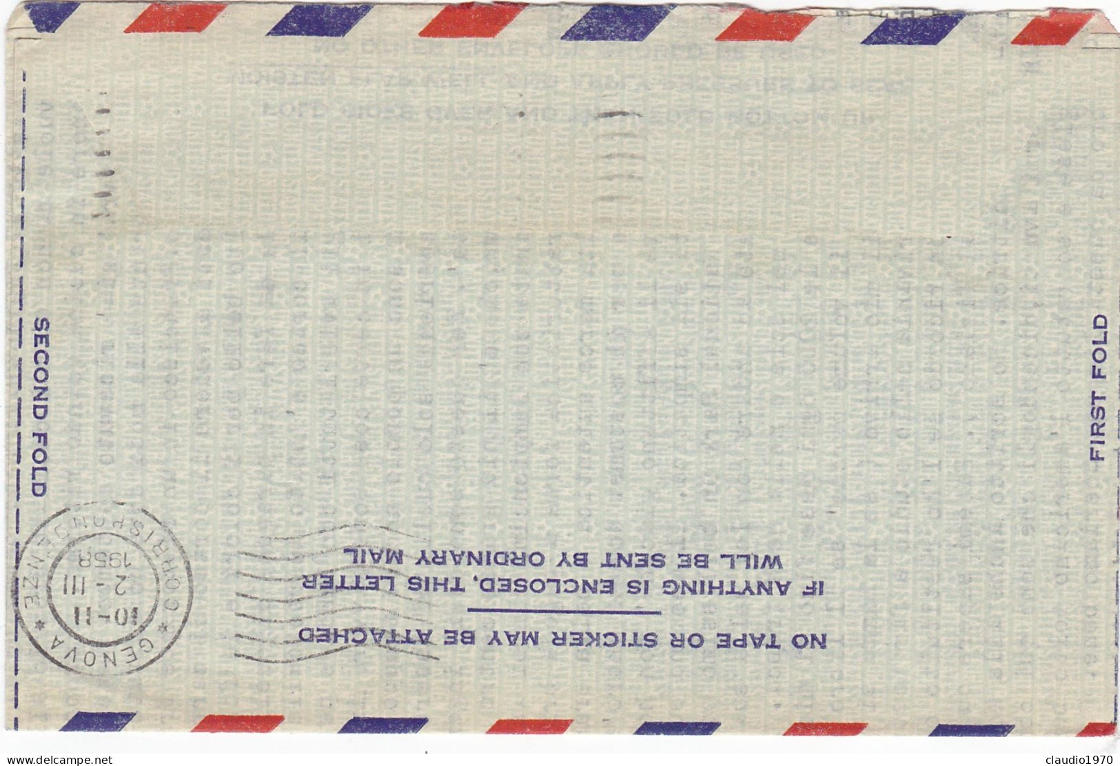 STATI UNITI - USA - SAN FRANCISCO (CALIFORNIA) - AIR LETTER V.G PER GENOVA - ITALIA - 1958 - 1941-60