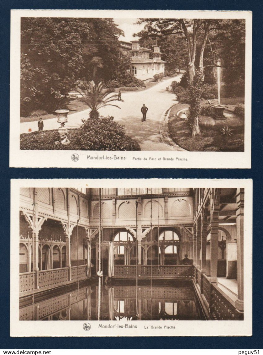 Luxembourg. Mondorf-les-Bains. Partie Du Parc Et Grande Piscine. Lot De 2 Cartes - Bad Mondorf