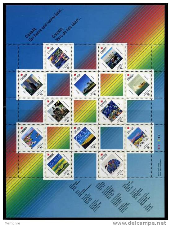 1992  Fëte Du Canada Tableaux   Grand Bloc De 12 Timbres Et13 étiquettes  Scott 1420-31 ** - Blocks & Sheetlets