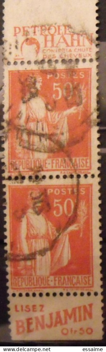 2 Timbres à Bande Publicitaire. Paix N° 283 Type I 1. 50 C. Pub Publicité Publicitaires Carnet Pubs. Hahn + Benjamin - Other & Unclassified