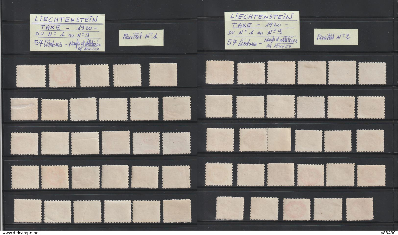 LIECHTENSTEIN - TAXE - 57 Timbres Neufs Et Oblitérés Du N° 1 Au 9 De 1920 - En 2 Feuillets - 6 Scan - Strafportzegels