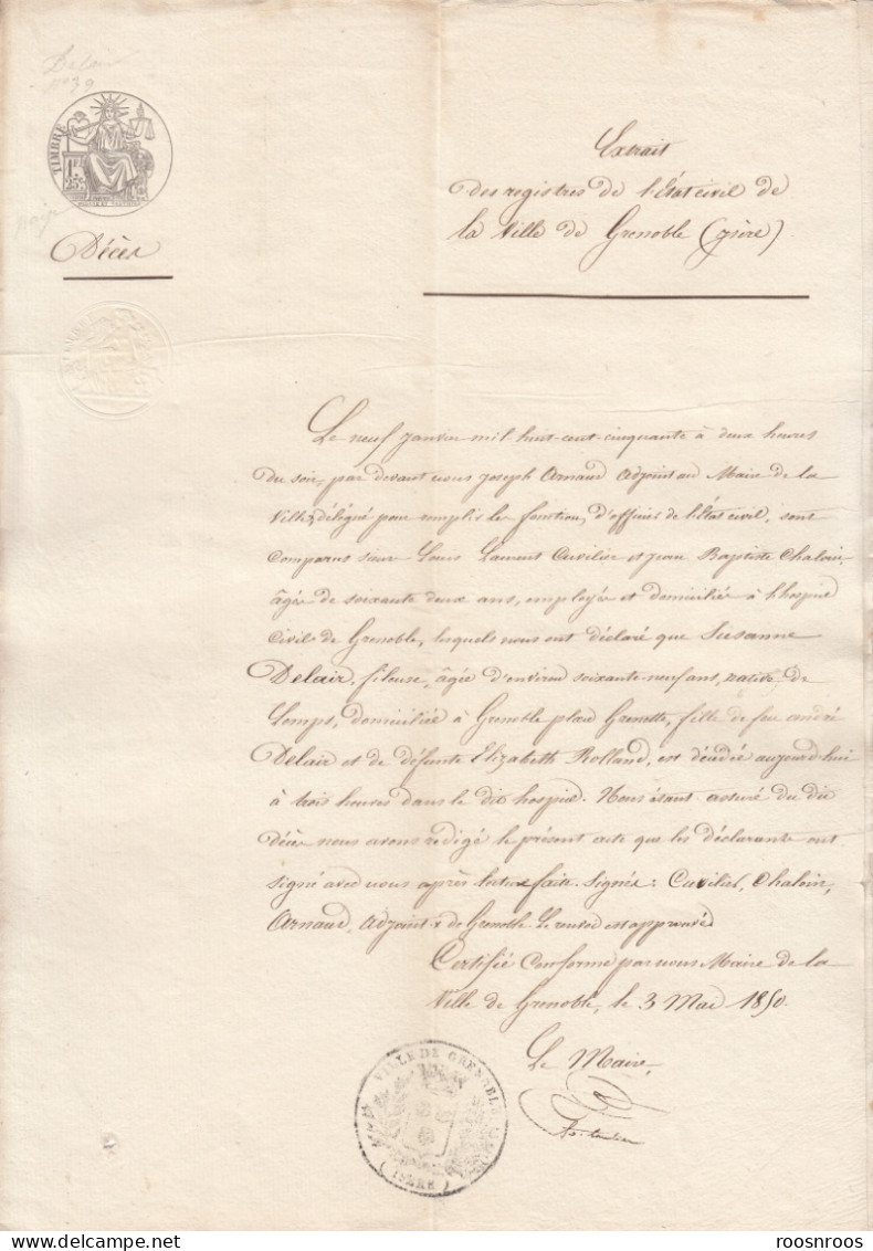 Lettre Ancienne Grenoble Isère 1756 – Complète Avec Sceau Et Marque Linéaire Noire