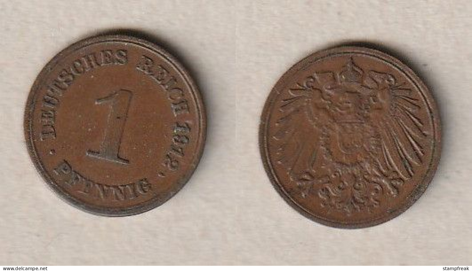 00858) Dt. Kaiserreich, 1 Pfennig 1912F - 1 Pfennig