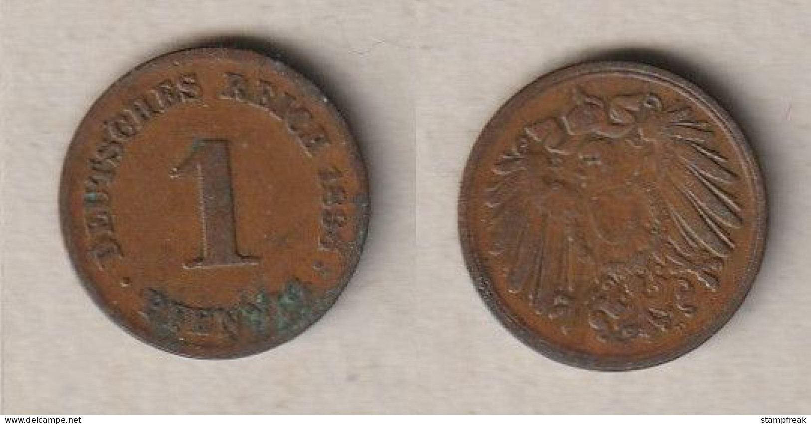 00853) Dt. Kaiserreich, 1 Pfennig 1896D - 1 Pfennig