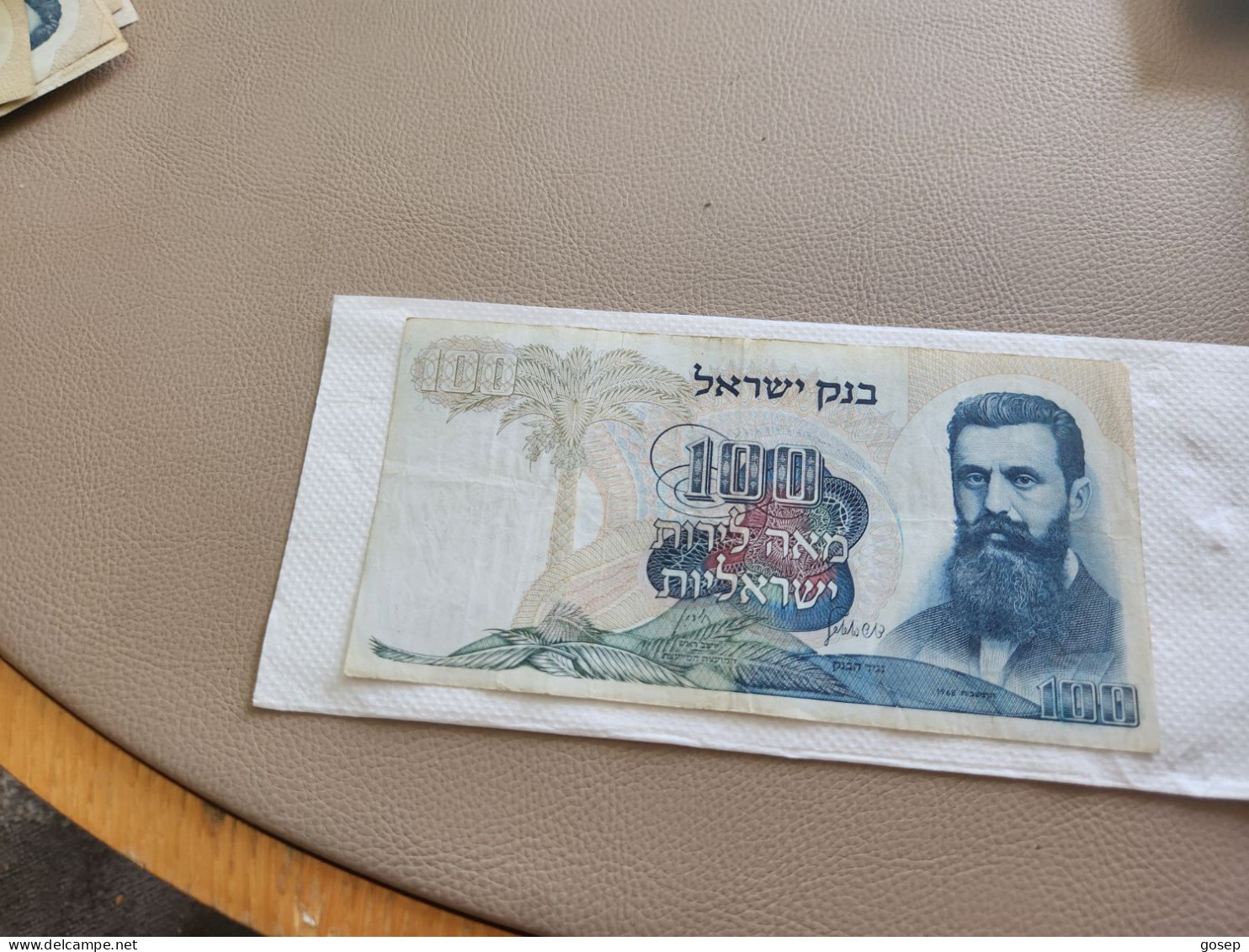 Israel-100 LIROT-BENJAMIN ZE'EV HERZL-(1968)-(BLACK-NUMBER)-(307)-(88098372-ד/8)-stain-bank Note - Israel