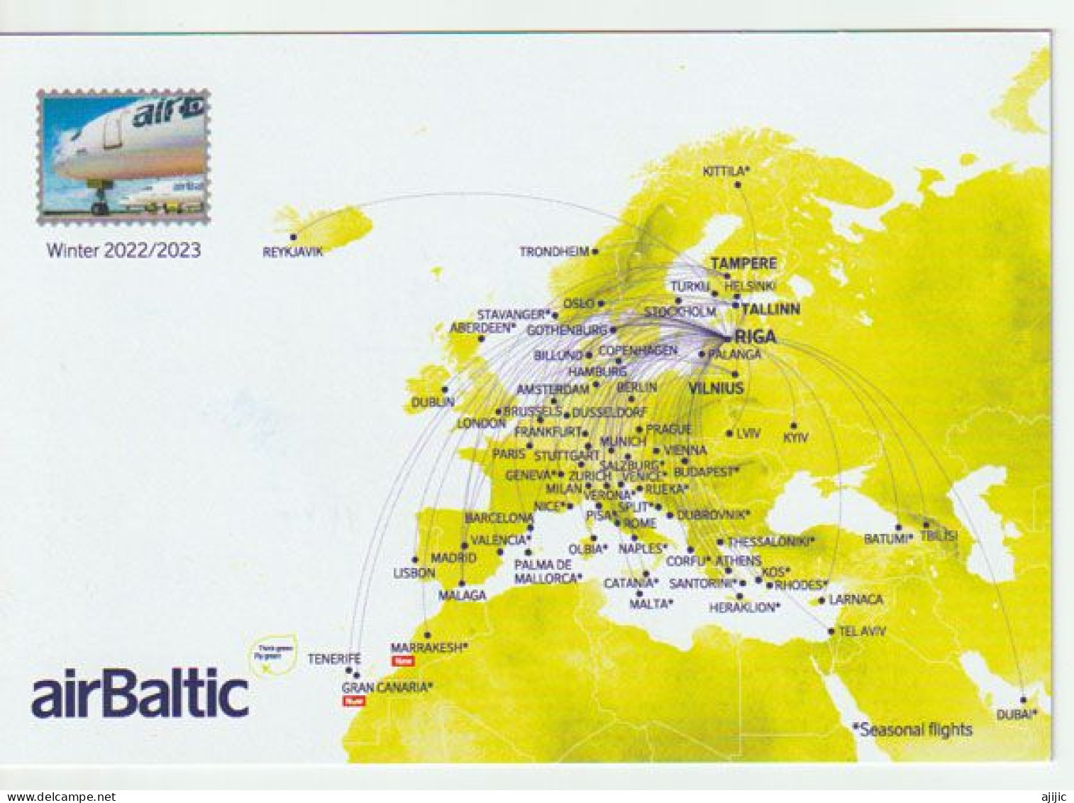 AIR BALTIC. Airbus A220-300 (postcard)  New  Unused.  2 Pics - Lettonie