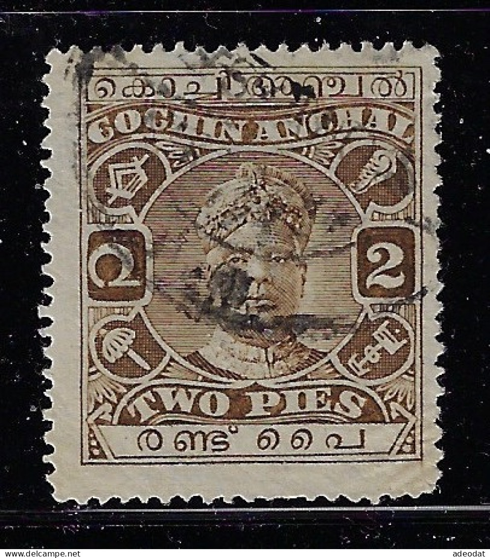 COCHIN ANCHAL 1918  SCOTT # 23 USED - Cochin