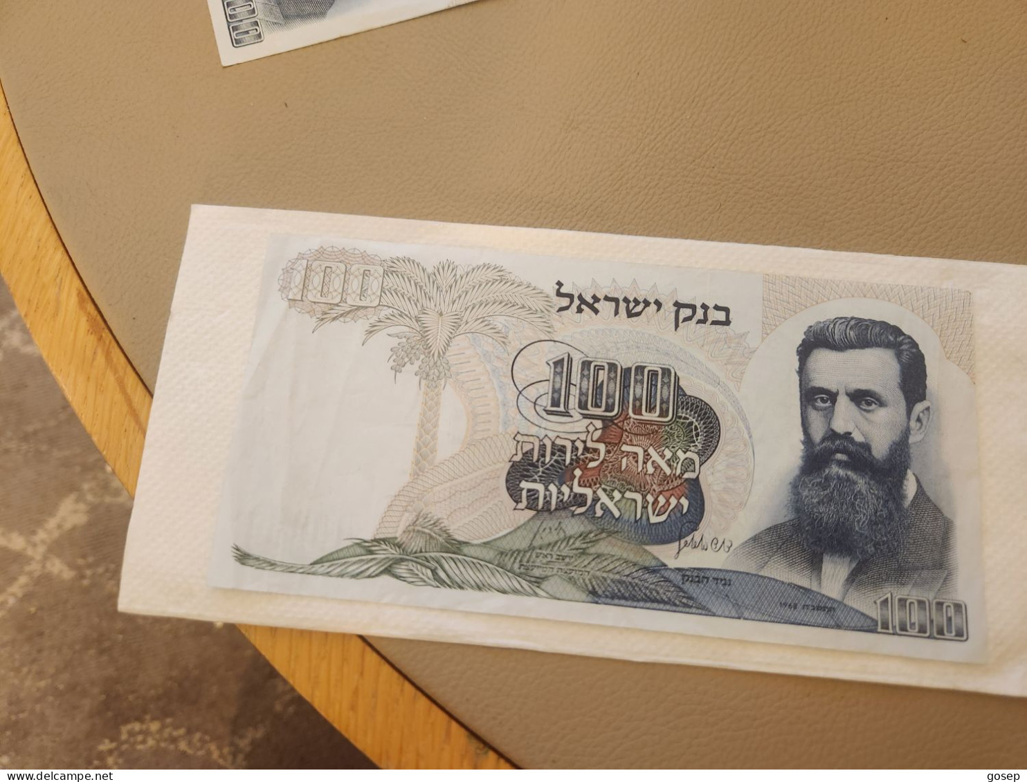 Israel-100 LIROT-BENJAMIN ZE'EV HERZL-(1968)-(BROWN-NUMBER)-(315)-(39859048-ל/1)-XXF-wrinkle-bank Note - Israël