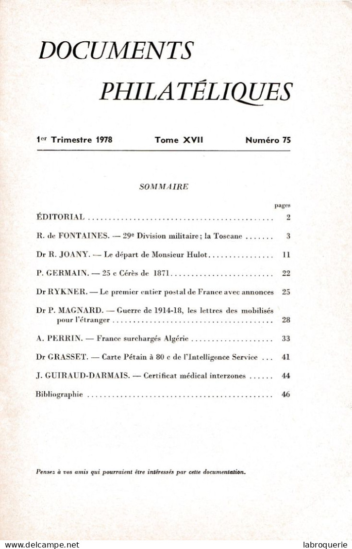 LIT - DOCUMENTS PHILATÉLIQUES - N°75 - French (from 1941)