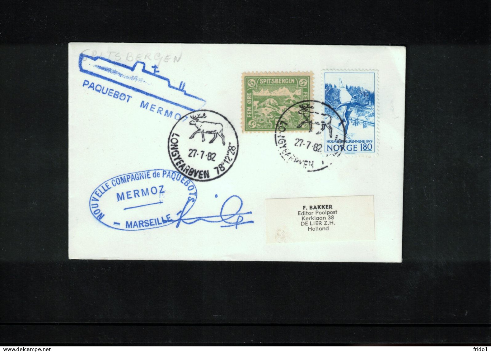 Norway 1982 Svalbard - Ship Post Ship Mermoz Interesting Letter With Scarce Svalbard Stamp - Brieven En Documenten