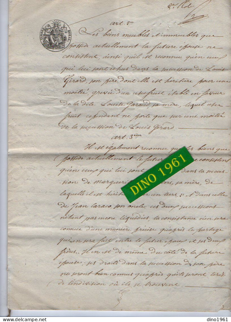 VP22.681 - ANVILLE - Acte De 1846 - Contrat De Mariage - M. FRAIGNAUD à LE GICQ X LOIRE & Melle GIRARD à SAINT - MEDARD - Manuscripts