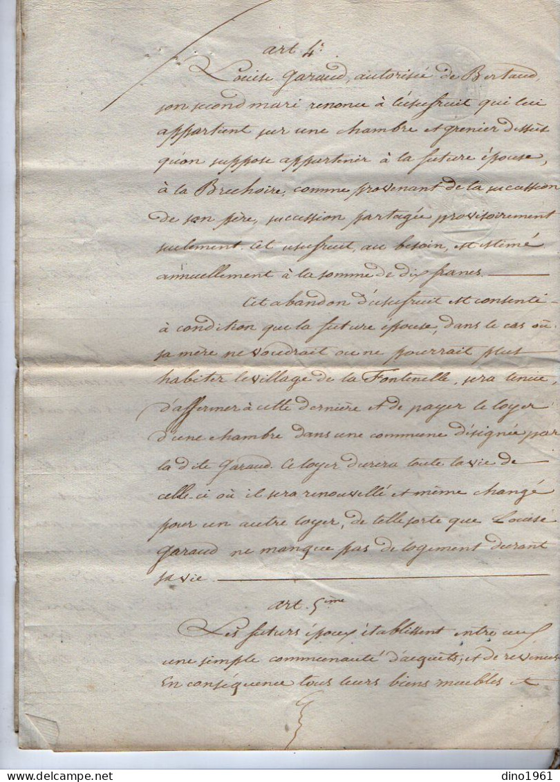 VP22.681 - ANVILLE - Acte De 1846 - Contrat De Mariage - M. FRAIGNAUD à LE GICQ X LOIRE & Melle GIRARD à SAINT - MEDARD - Manuscripts