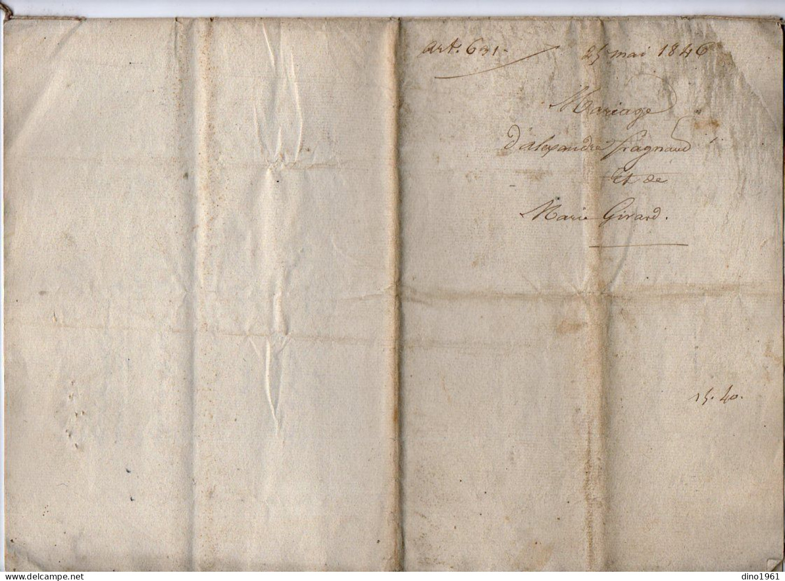 VP22.681 - ANVILLE - Acte De 1846 - Contrat De Mariage - M. FRAIGNAUD à LE GICQ X LOIRE & Melle GIRARD à SAINT - MEDARD - Manuscripts