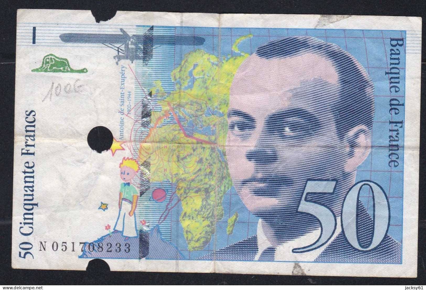 50 Francs 1999 - Passer Perforation Banque - 50 F 1992-1999 ''St Exupéry''