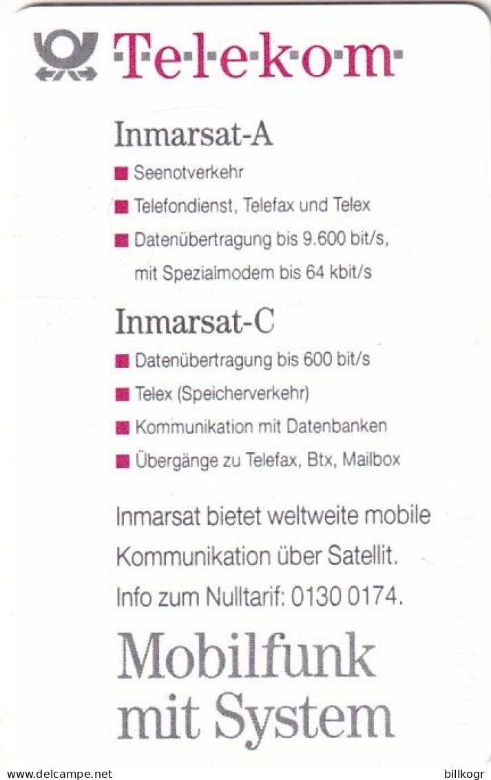 GERMANY - Die Land-Erdfunkstelle Für Inmarsat/Mobilfunk Mit System(A 16), Tirage 9000, 06/91, Mint - A + AD-Series : Publicitaires - D. Telekom AG