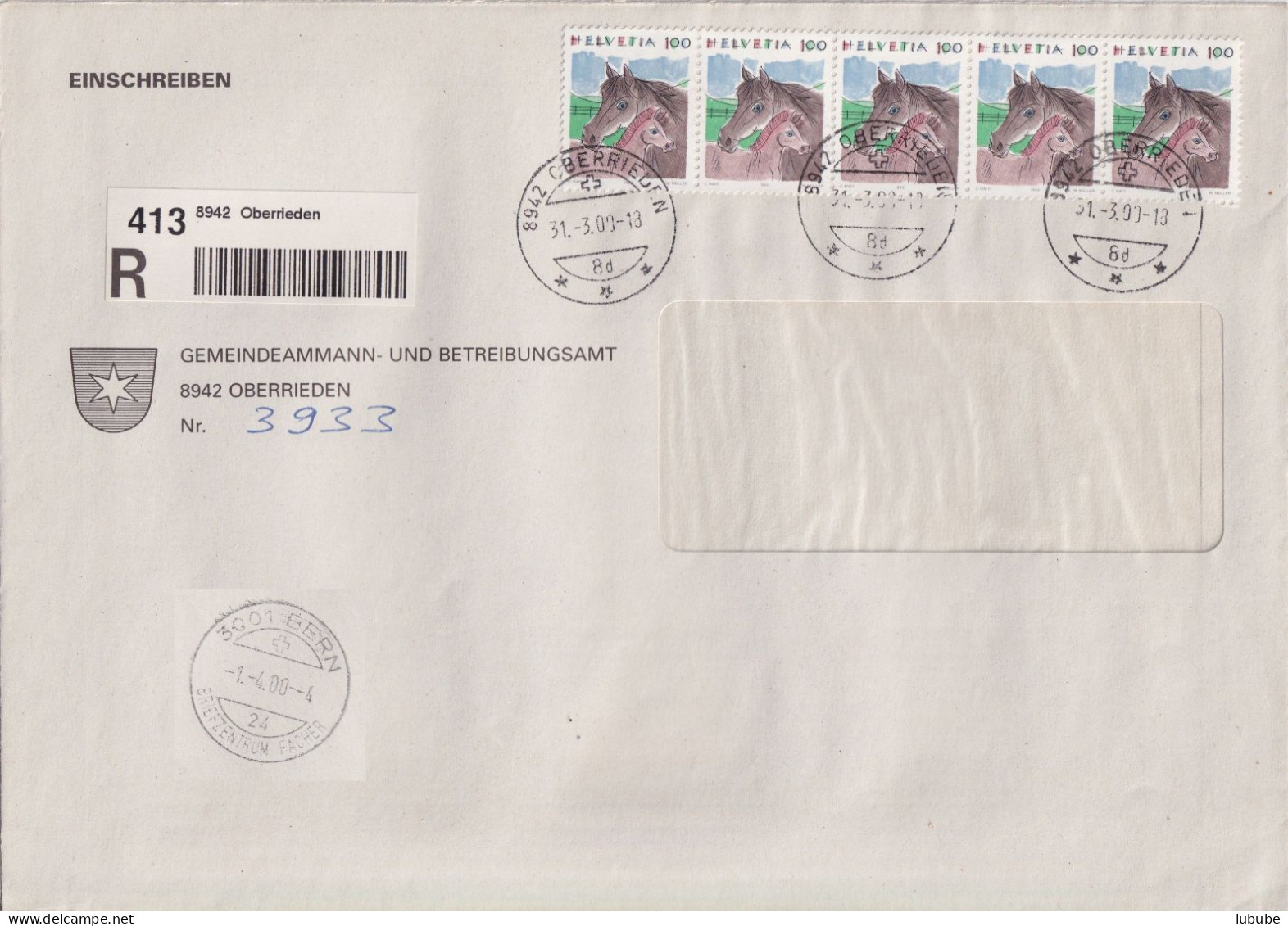 R Brief  "Gemeindeammann-/Betreibungsamt Oberrieden"      2000 - Briefe U. Dokumente