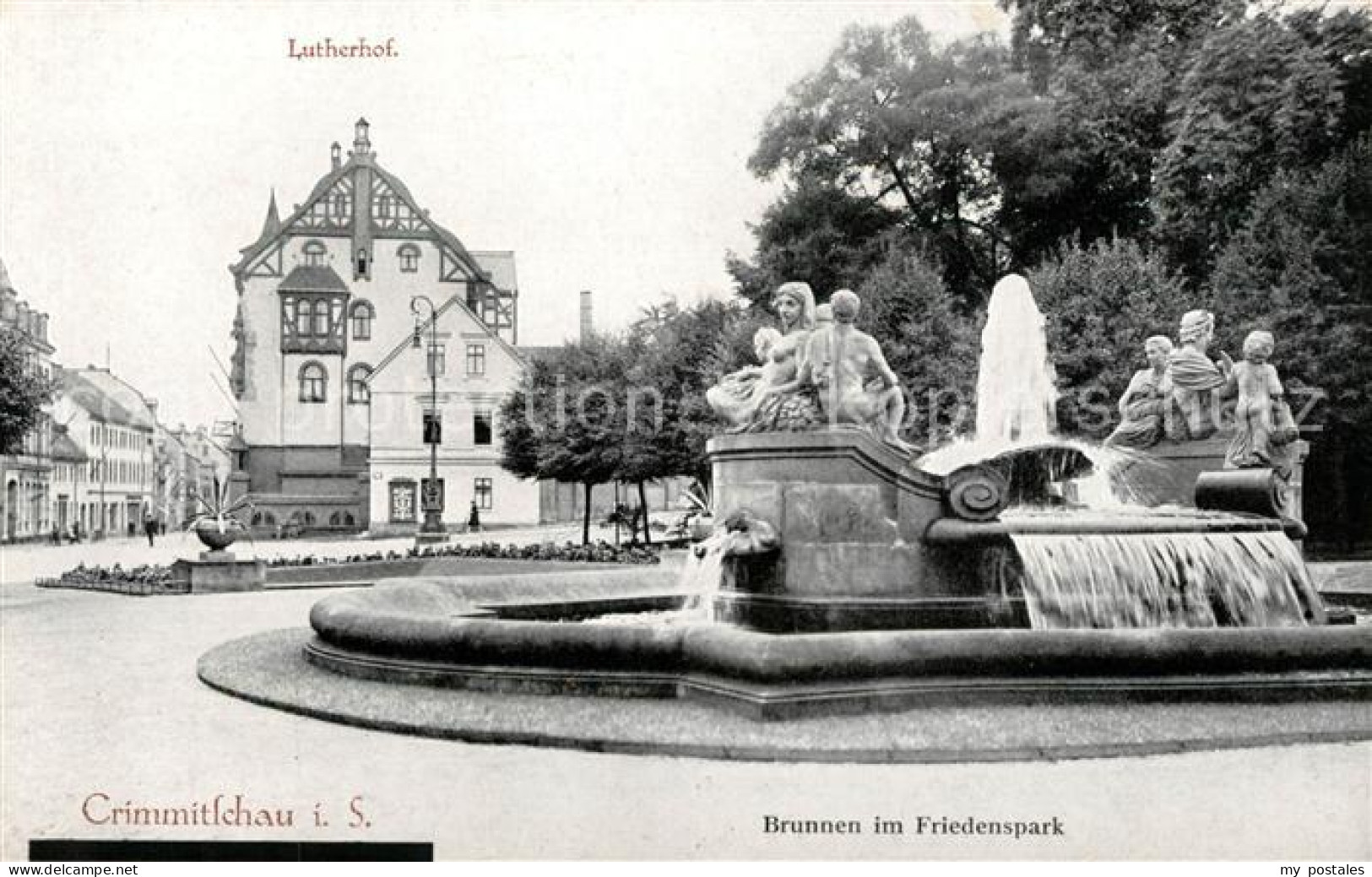 43038213 Crimmitschau Brunnen Im Friedenspark Lutherhof Crimmitschau - Crimmitschau