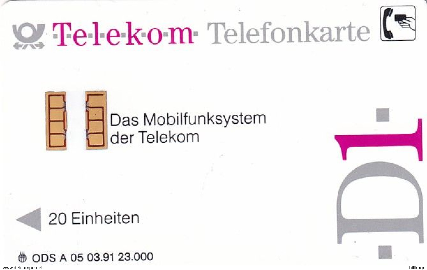 GERMANY - D1/Mobilfunk Mit System 1(A 05), CN : 2102, Tirage %23000, 03/91, Mint - A + AD-Reeks :  Advertenties Van D. Telekom AG