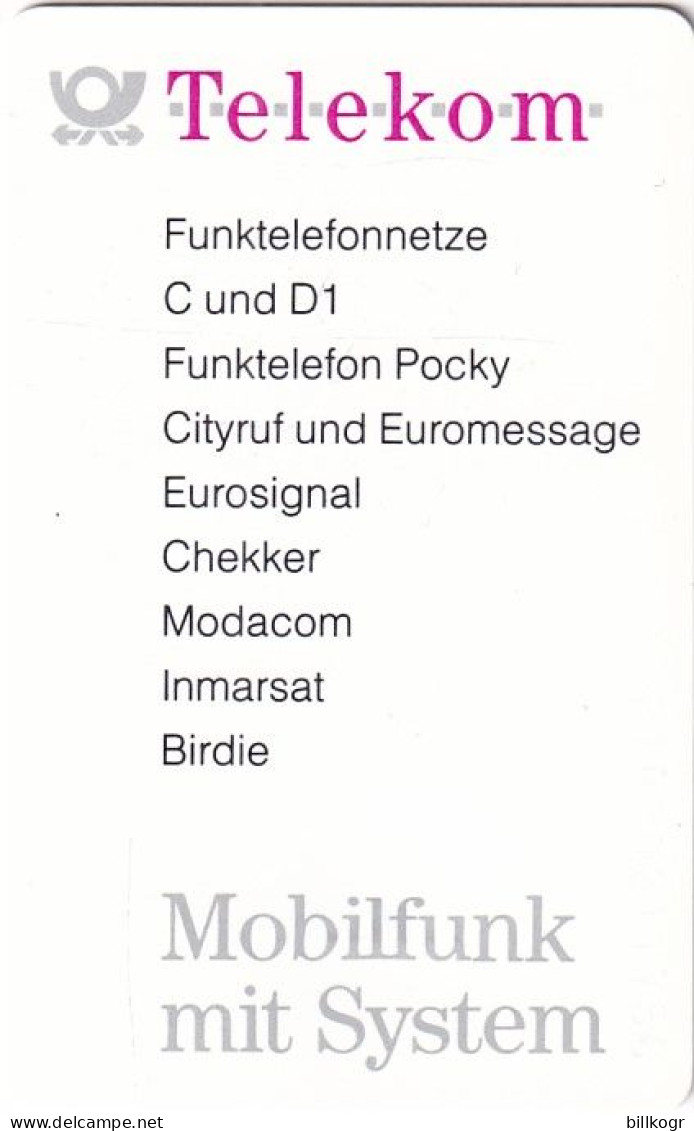 GERMANY - D1/Mobilfunk Mit System 1(A 05), CN : 2102, Tirage %23000, 03/91, Mint - A + AD-Series : Publicitarias De Telekom AG Alemania