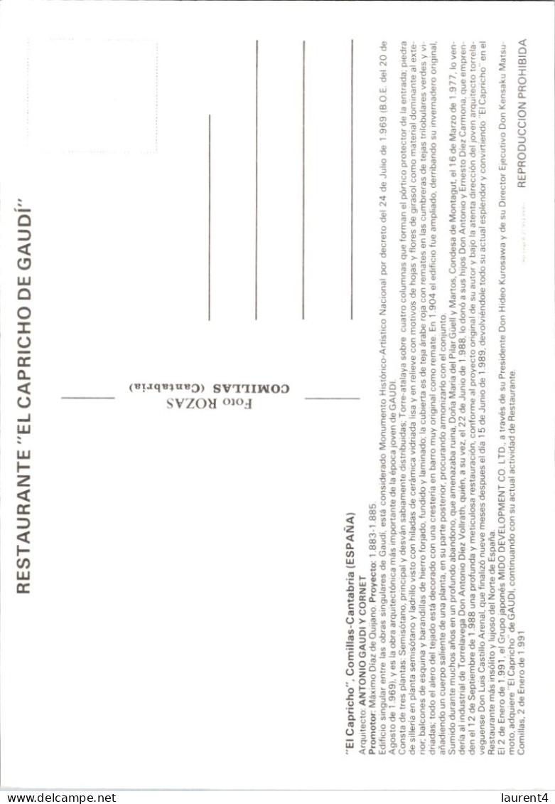 9-12-2023 (1 W 42) Restaurant "El Capricho De Gaudi" - Hotels & Restaurants