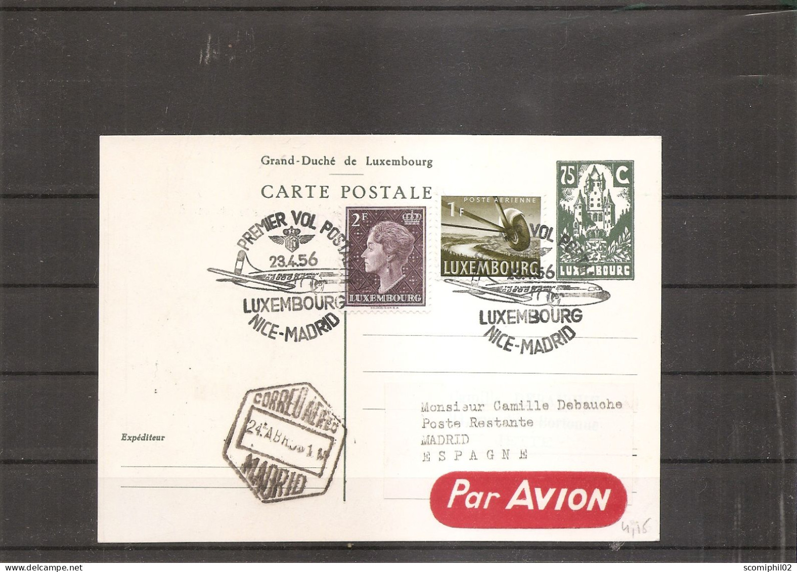 Luxembourg - Aérophilatélie ( Premier Vol Luxembourg - Madrid De 1956 à Voir) - Cartas & Documentos