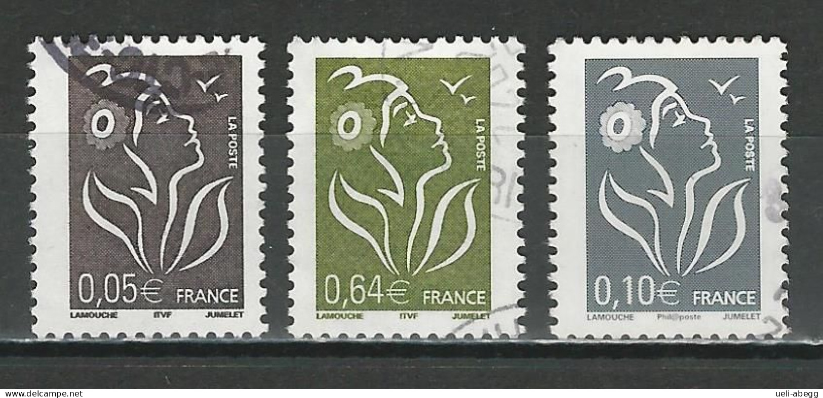 Frankreich Yv 3754, 3756, 3965  Mi 3905, 3907, 4157 O - 2004-2008 Marianne (Lamouche)