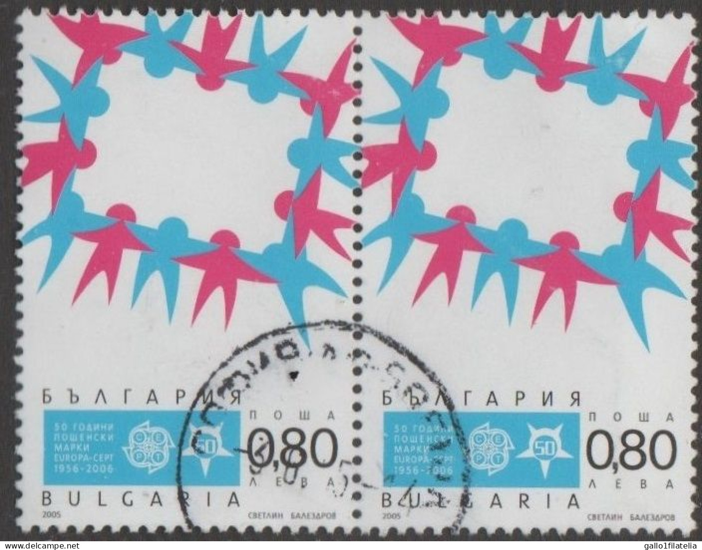 2006 - BULGARIA - CINQUANTESIMO DEL PRIMO FRANCOBOLLO CEPT - 50TH OF THE FIRST EUROPA CEPT STAMP - USATO / USED. - Gebraucht