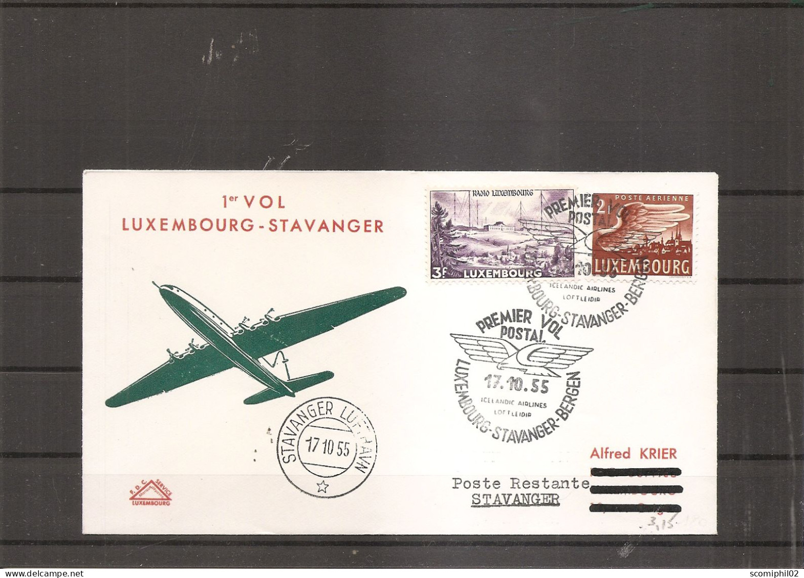 Luxembourg - Aérophilatélie ( Premier Vol Luxembourg - Stavanger De 1955 à Voir) - Lettres & Documents