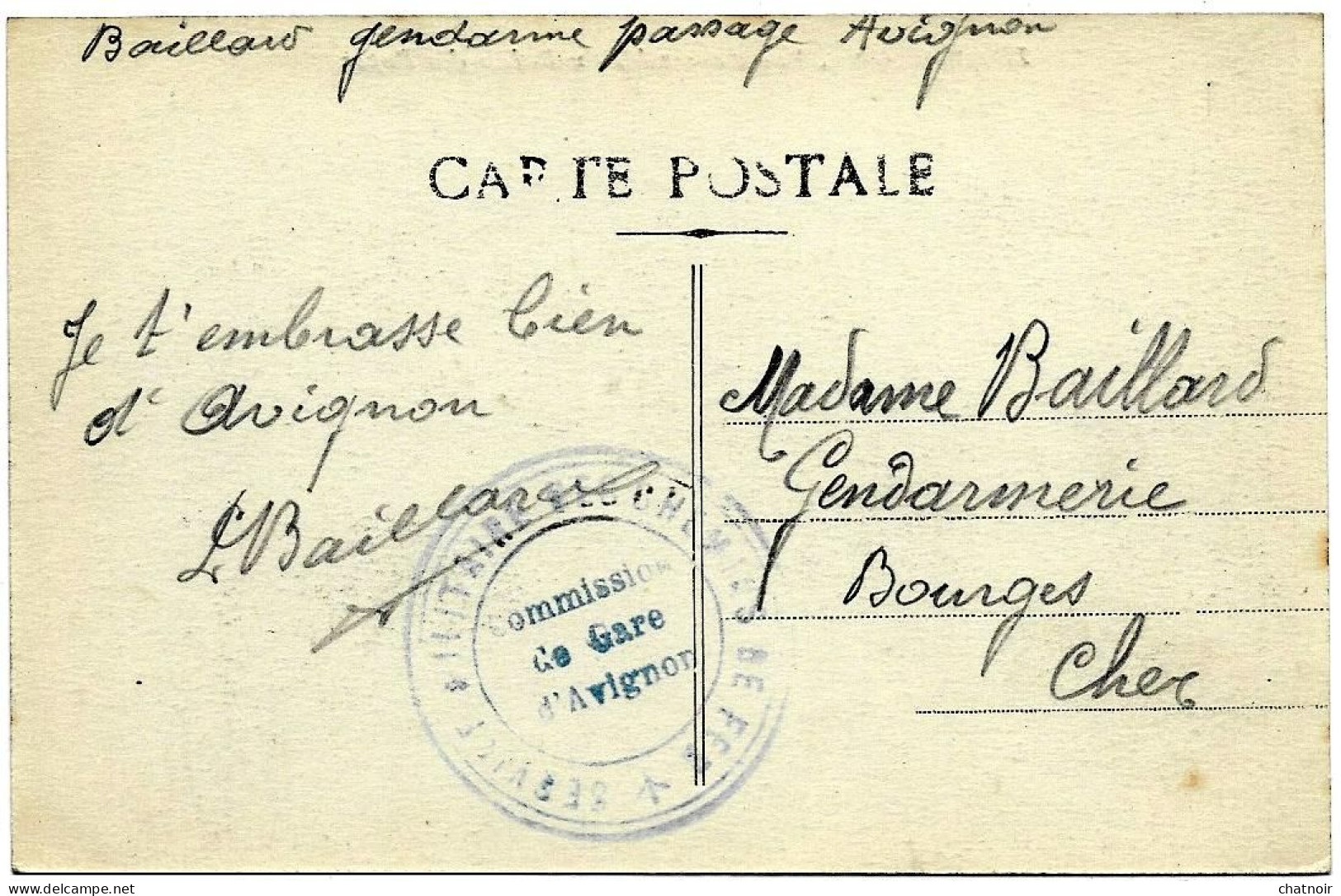 Sur  CP D' AVIGNON  /   Cachet  "   Service Militaire  Des Chemins De Fer   Gare D 'avignon " - 1914-18