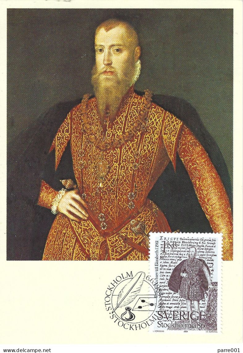 Sweden Sverige 1984 Stockholm Painting Steven Van Der Meulen King Erik XIV Letter To Queen Elisabeth I Maximum Card - Incisioni