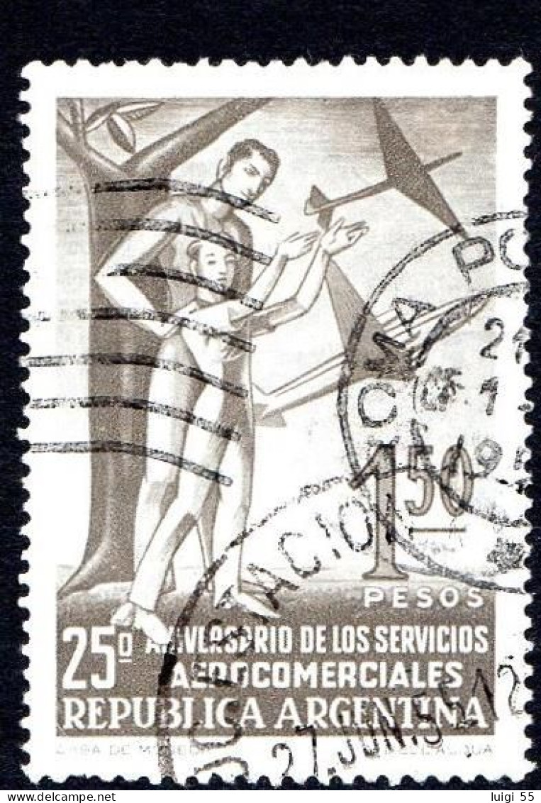 Argentina - 1955 - 25° Ann.rio Servizio Aereo Postale Comm.le - Usato - Used Stamps