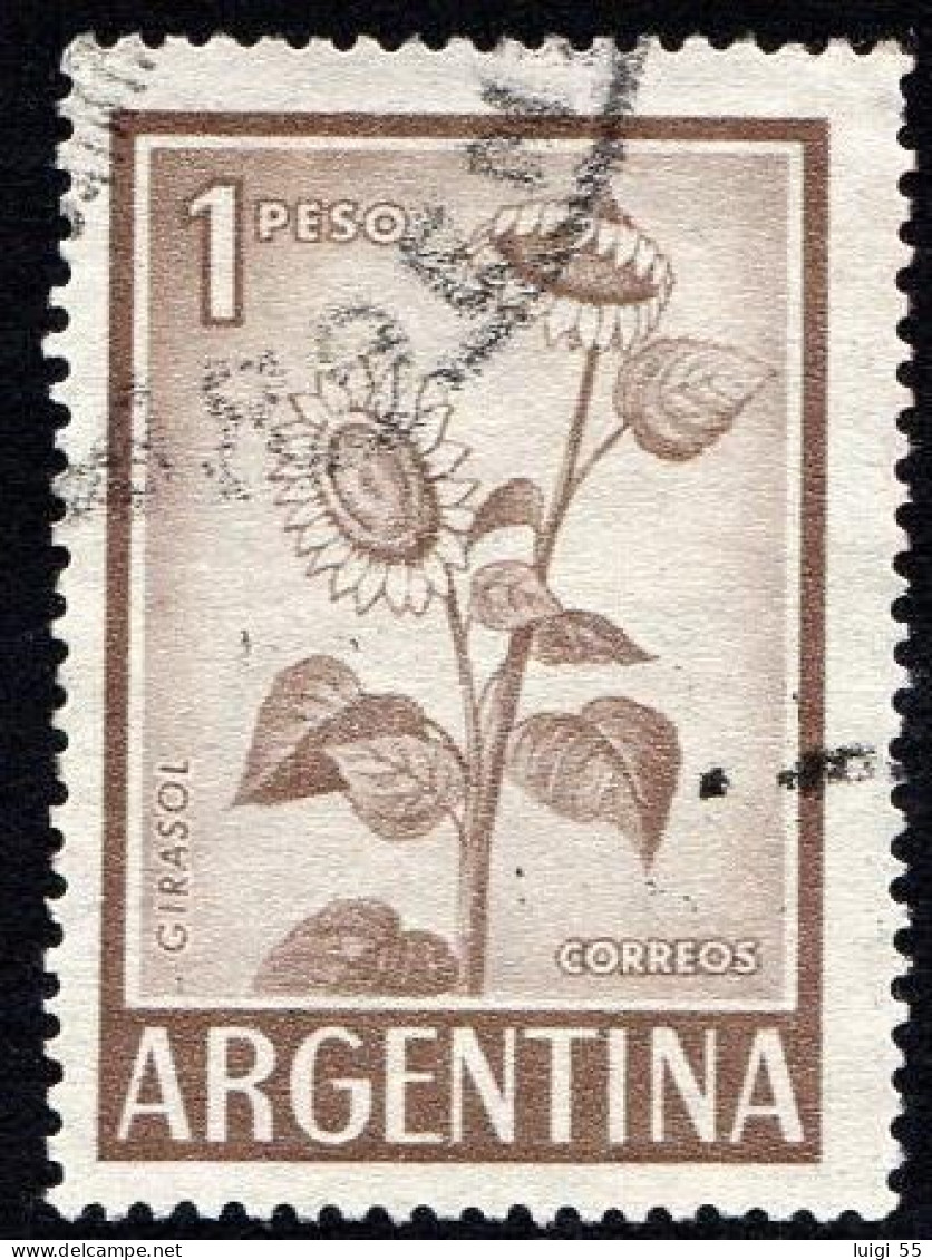 Argentina - 1961 - Motivi Floreali - Girasoli - 1 Peso - Usato - Usados