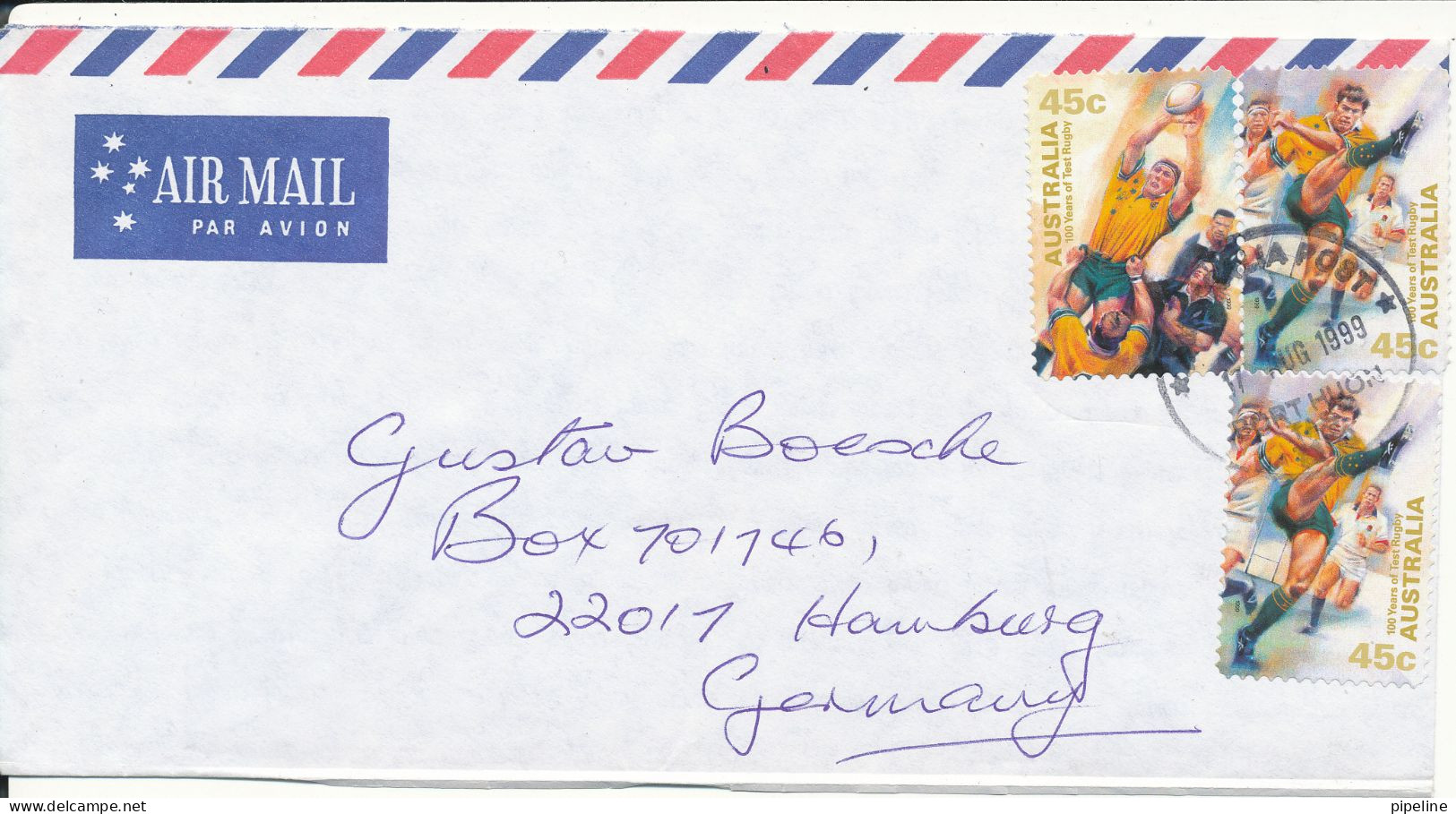 Australia Air Mail Cover Sent To Germany 17-8-1999 SOCCER FOOTBALL - Brieven En Documenten
