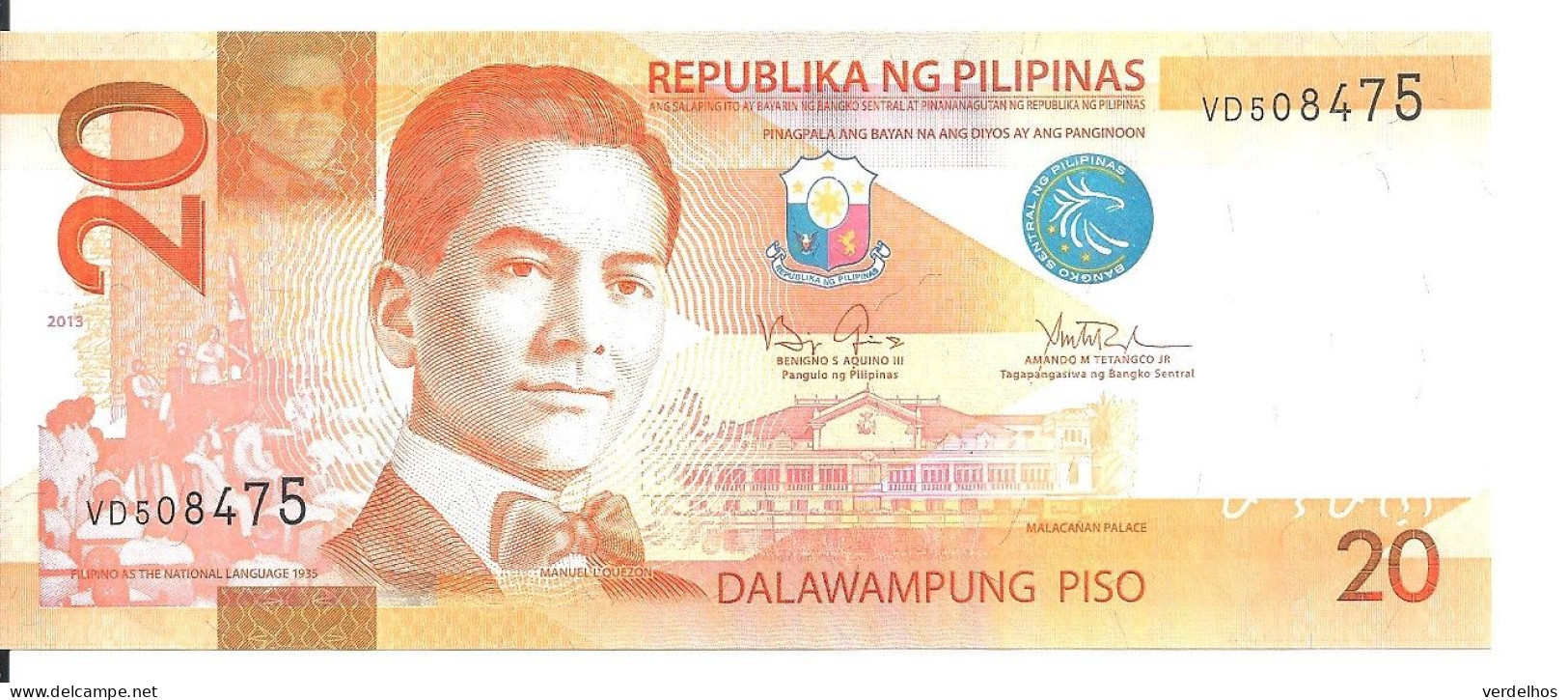 PHILIPPINES 20 PISO 2013 UNC P 206 A - Philippines