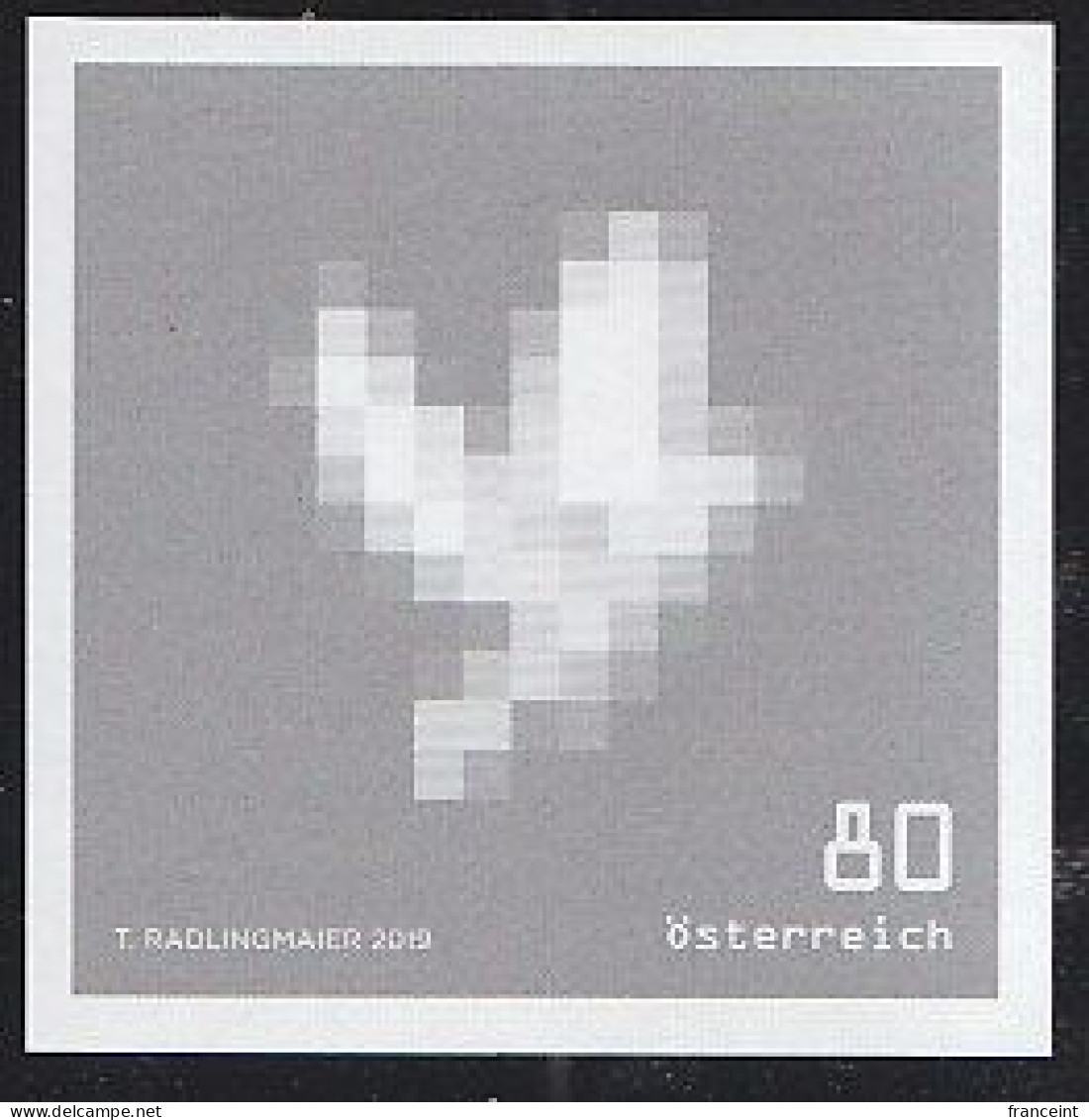 AUSTRIA(2019) Stylised Carrier Pigeon. Black Print. - Proeven & Herdruk