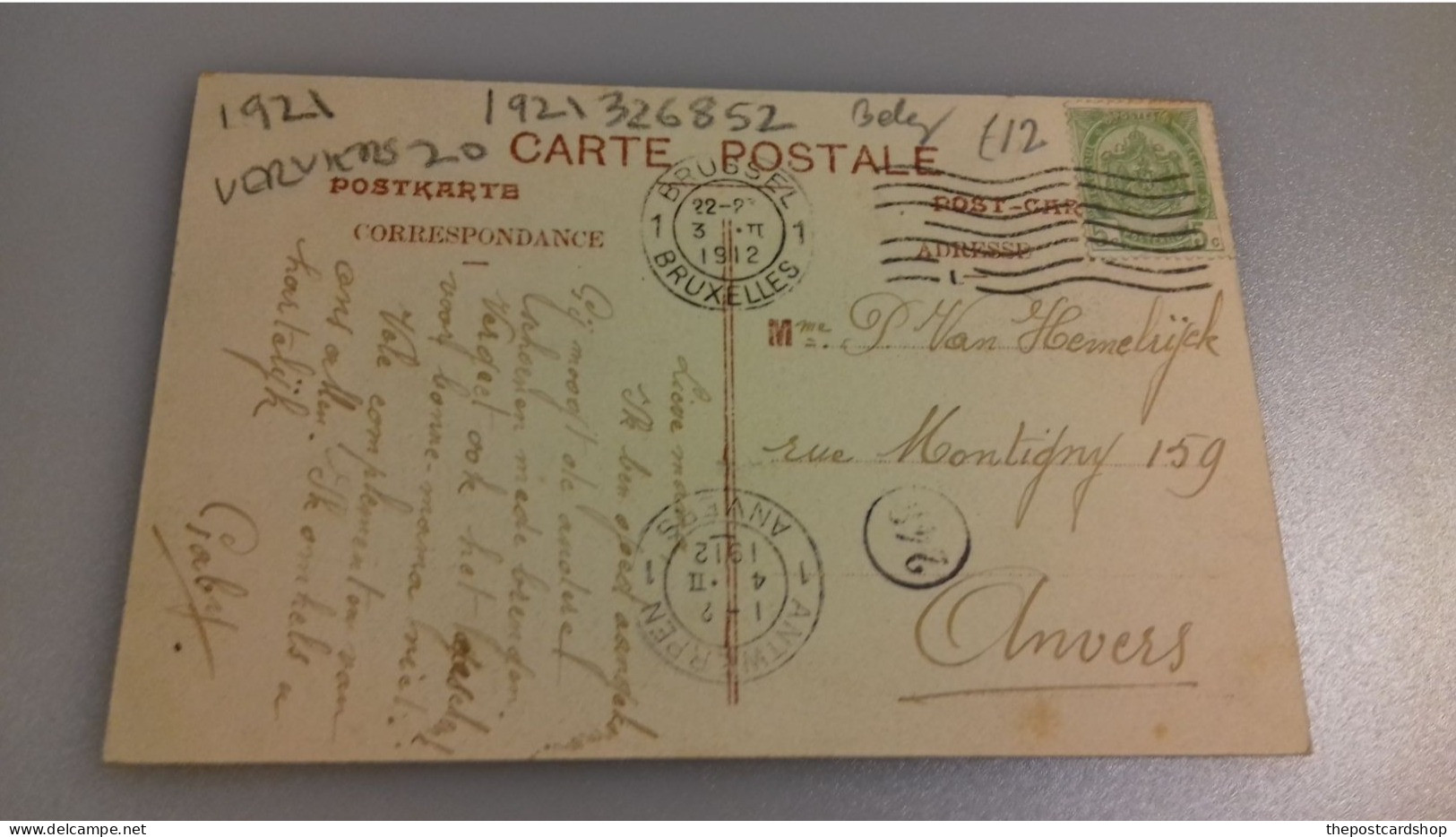 BELGIQUE - LIEGE VERVIER Verviers - Rue De L'Harmonie GOOD POSTMARK & SORTING POSTMARK STAMP 248 IN A CIRCLE - Verviers