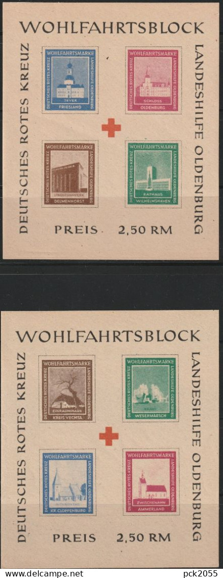 Oldenburg 1948 Mi-Nr. Block I+II B  Wohlfahrtsblock DRK ( EK 199 ) - Mint