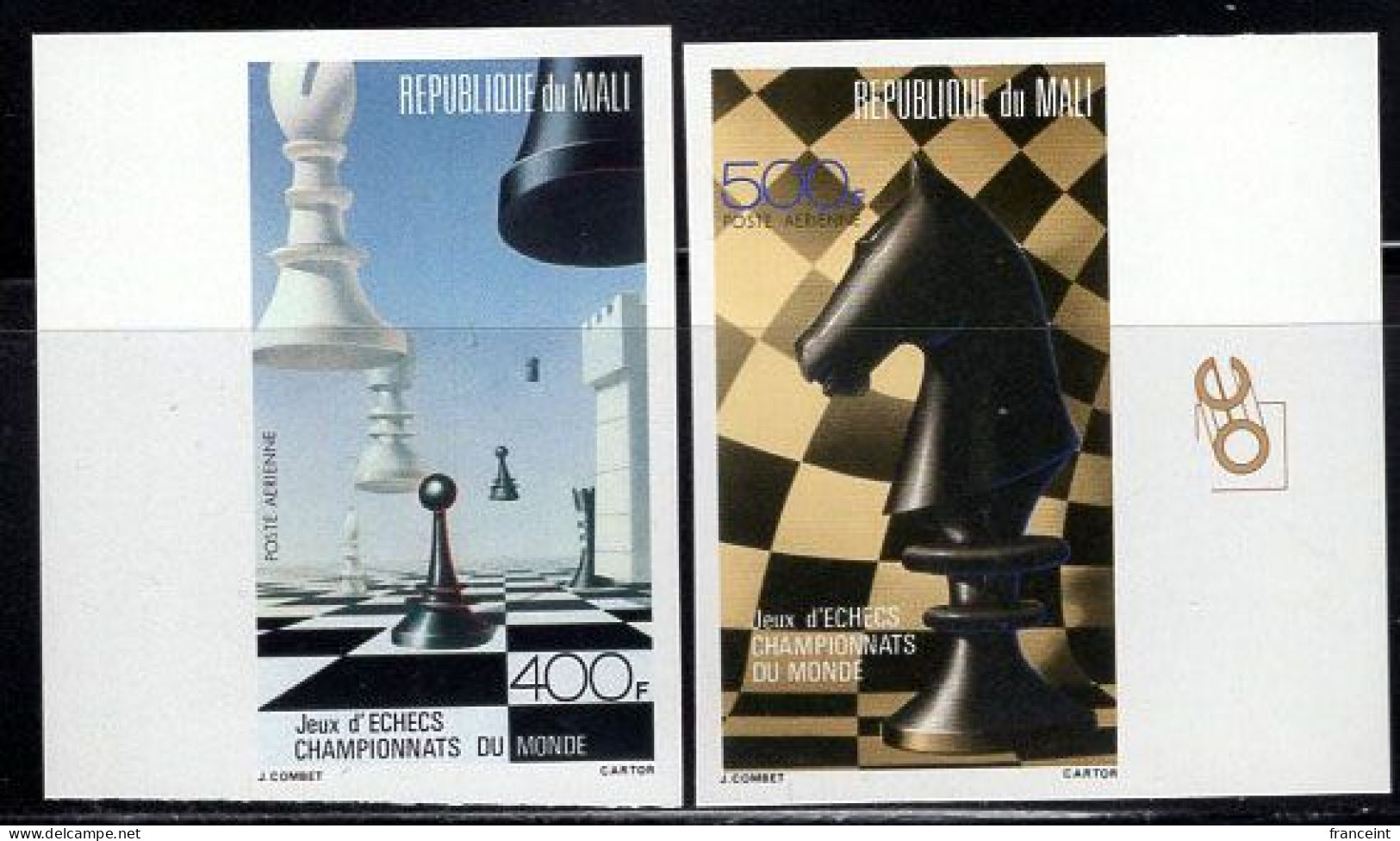 MALI(1986) Chess Pieces. Set Of 2 Imperforates. Scott Nos C524-5. World Chess Championships. - Echecs