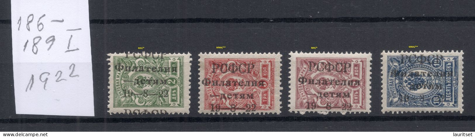 RUSSIA Russland 1922 Michel 186 - 189 I MNH/MH - Neufs