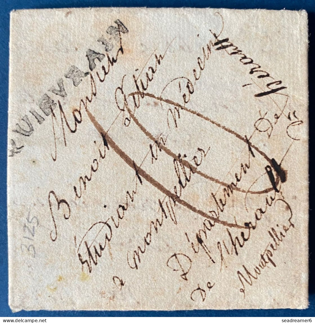 BELGIQUE Lettre De POMMEROEUL Du 28 MARS 1815 Marque QUIEVRAIN 42 X 4 Mm (HT Ind 30) Pour MONTPELLIER + Taxe 10 RRR - 1814-1815 (Gouv. Général De La Belgique)