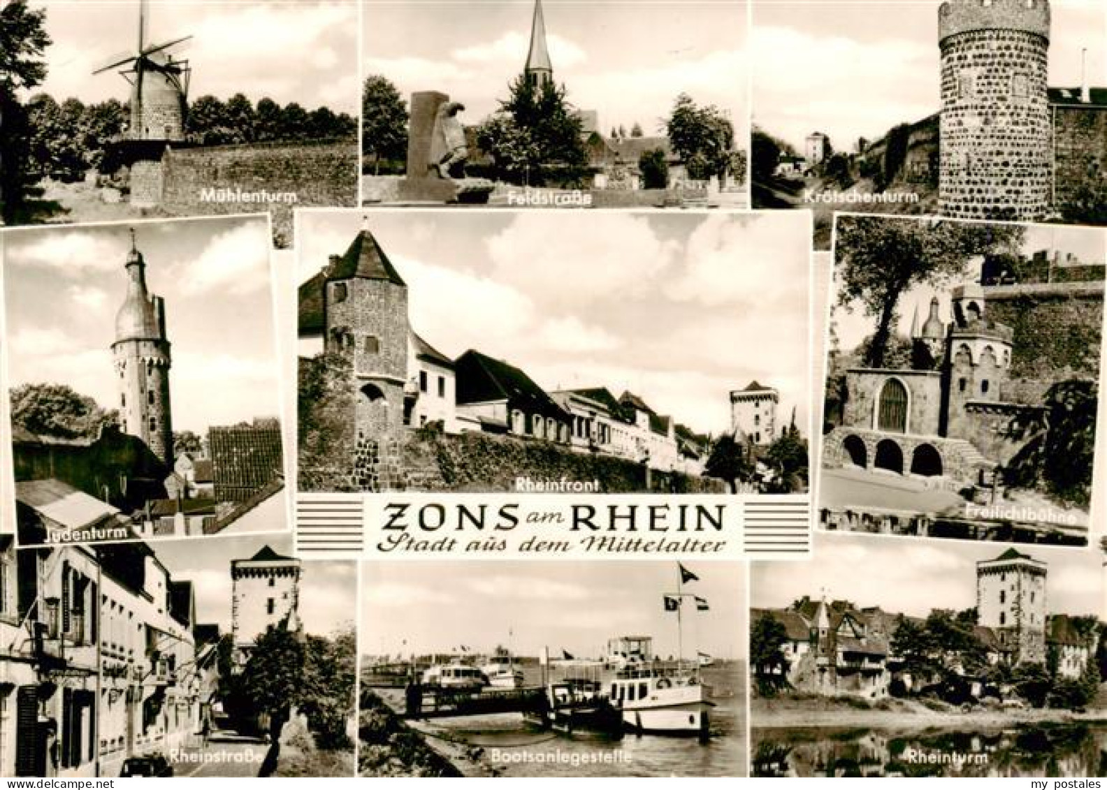 73941691 Zons_Rhein Muehlenturm Feldstrasse Kroetschenturm Judenturm Rheinfront  - Dormagen